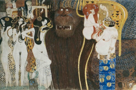 detail of "Beethoven Frieze" Gustav Klimt (1902)
